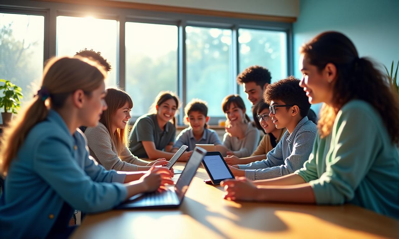 教育テクノロジーの未来を創造する学生と先生